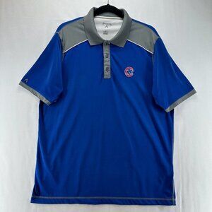 Antigua Shirt Mens Sz L Chicago Cubs MLB Baseball Golf Polo Performance Blue
